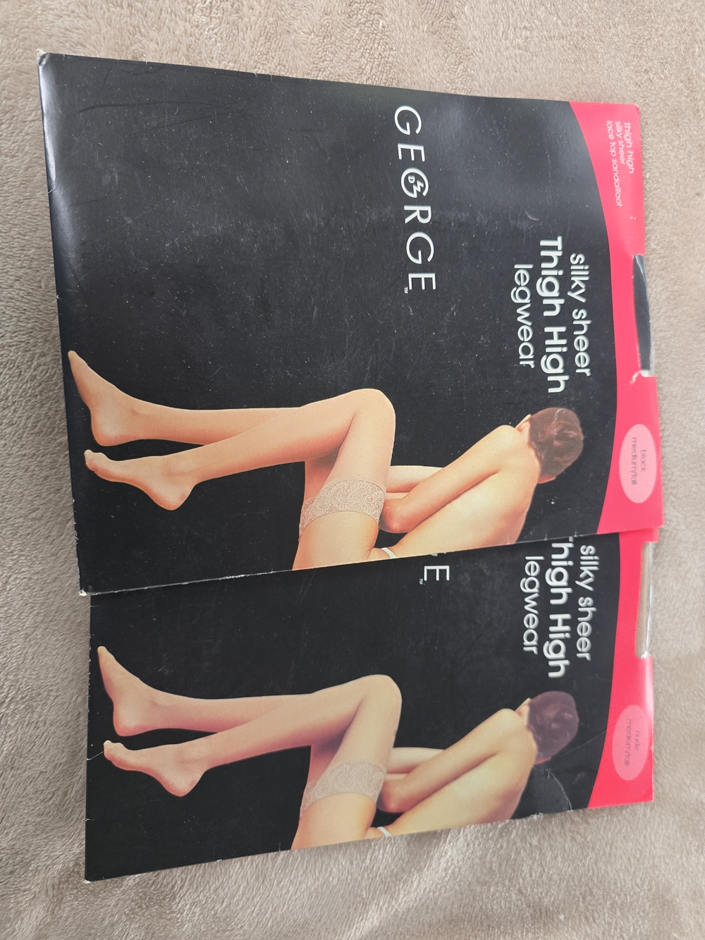George Silky Sheer Thigh Highs - Nude And Black
